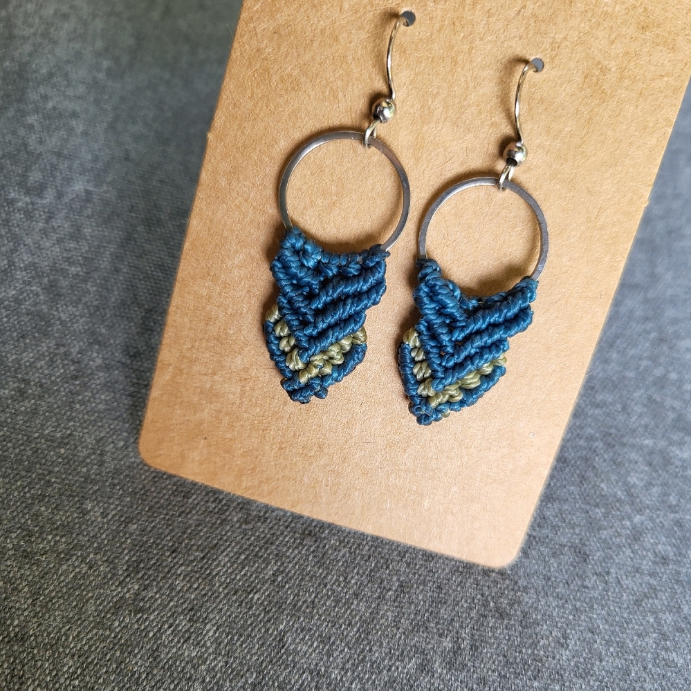 068 New Handmade earrings- teal and green